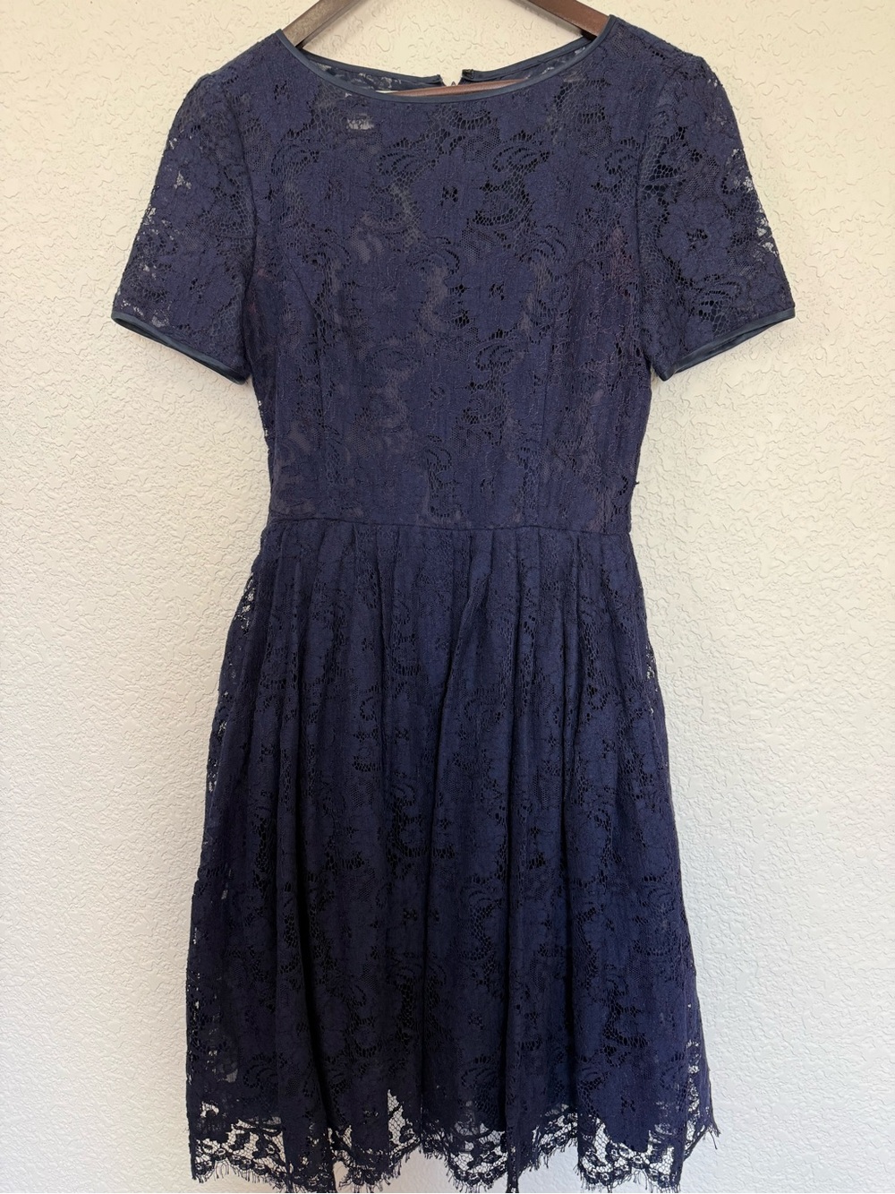 Vintage Nipon Boutique  Lace Fit & Flare Dress | Navy Blue | Romantic | Size 4‎ - Picture 2 of 13